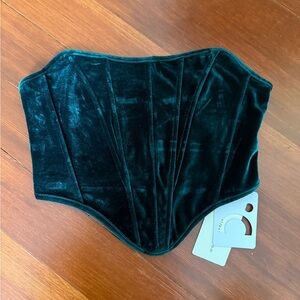 Velvet Corset in Deep Green Commense XS Crop Bandeau Tube Top